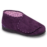 Padders CHERISH Womens (2E Fit) Touch Fasten Boot Slippers Purple