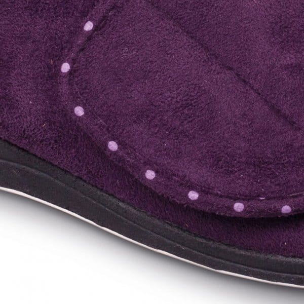 Padders CHERISH Womens (2E Fit) Touch Fasten Boot Slippers Purple