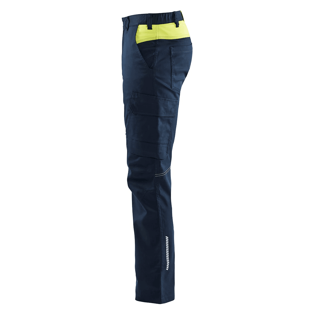 Blaklader 1444 Industry Stretch Trouser Dark Navy Blue/Hi-Vis Yellow
