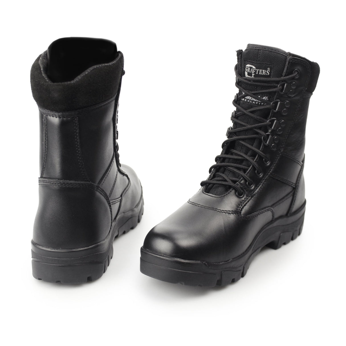 Grafters TOP GUN Unisex Leather Work Boots Black