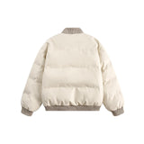 Unisex PU Stitching Cotton-Padded Jacket