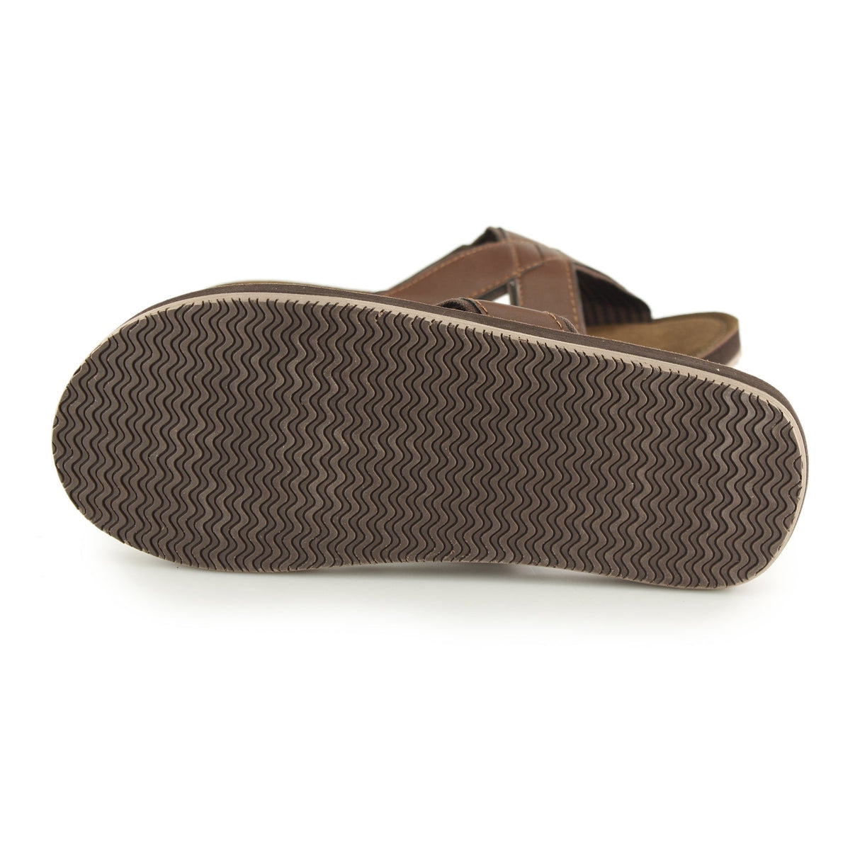 PDQ KRIS Mens Faux Leather Crossover Mule Sandal Brown