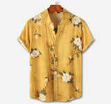 Men's Plus Size Summer Loose Short Sleeves Shirt Retro