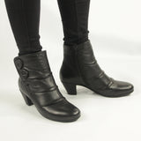 Cipriata EMMA Womens Leather Button Zip Up Ankle Boots Black