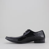 Mister Carlo OSWALD Mens Faux Patent Leather Derby Shoes Black