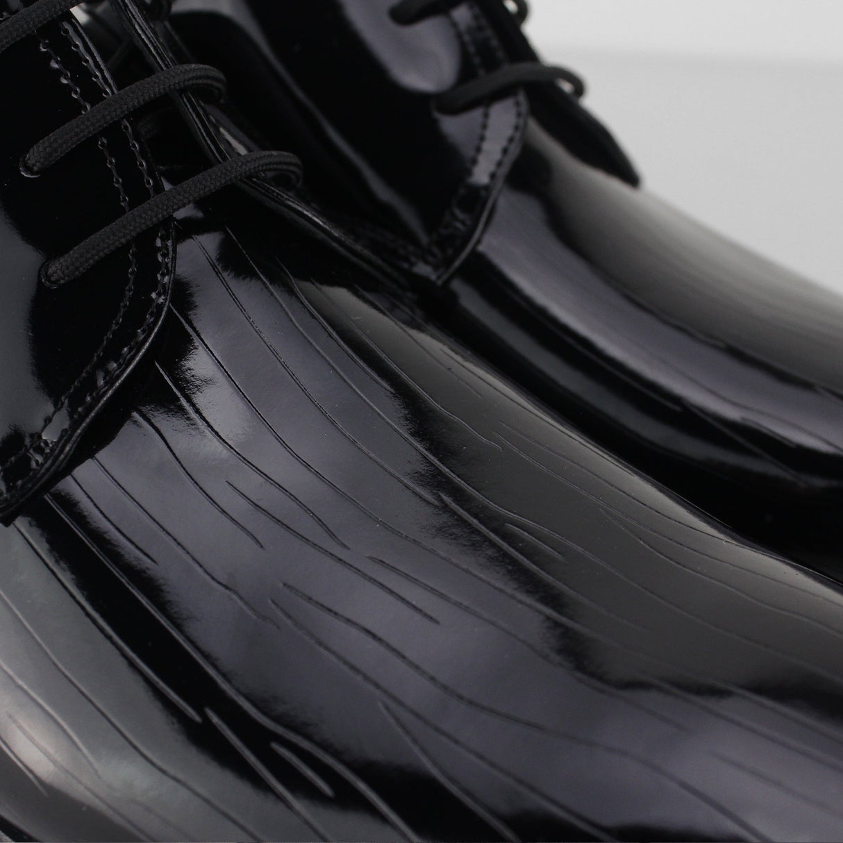 Mister Carlo OSWALD Mens Faux Patent Leather Derby Shoes Black