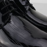 Mister Carlo OSWALD Mens Faux Patent Leather Derby Shoes Black