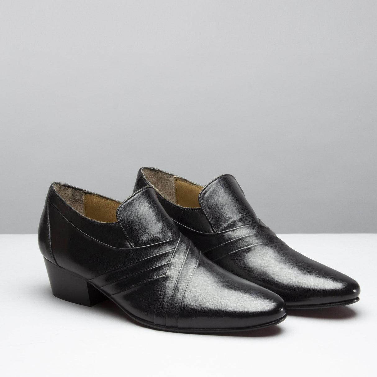 Club Cubano LUIGI Mens Leather Cuban Heel Shoes Black