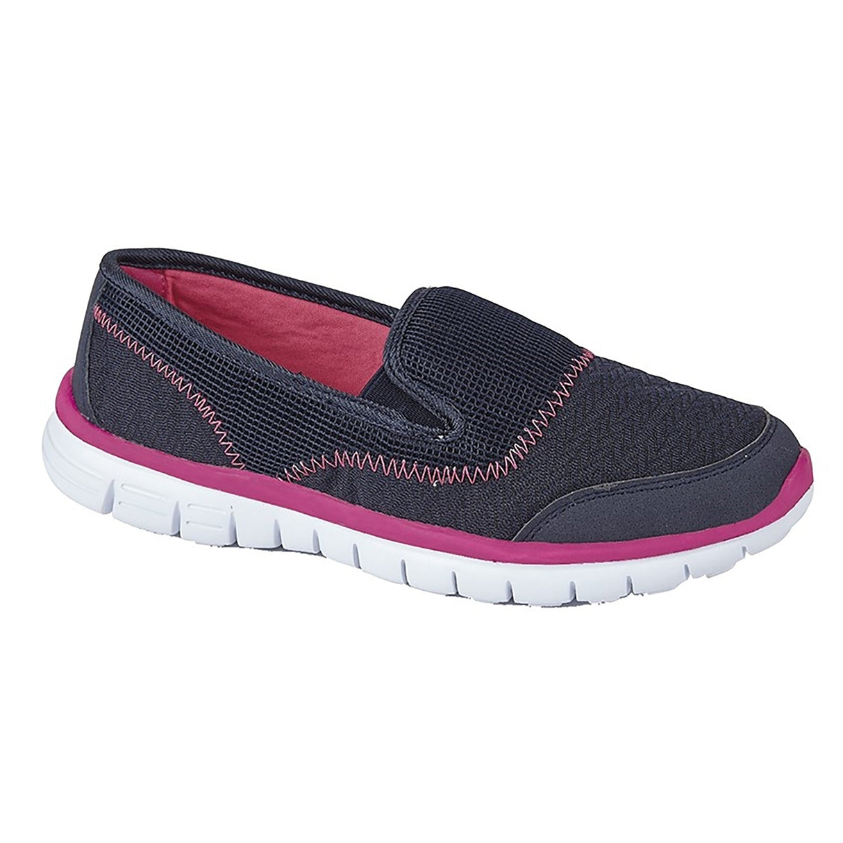 DEK LADY SPORT Womens Lightweight Elasticated Trainers Navy/Fuchsia