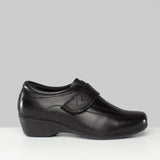 Mod Comfys KAREN Womens Touch Fasten Wedge Leather Shoes Black