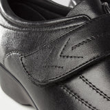 Mod Comfys KAREN Womens Touch Fasten Wedge Leather Shoes Black