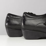 Mod Comfys KAREN Womens Touch Fasten Wedge Leather Shoes Black
