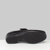 Mod Comfys KAREN Womens Touch Fasten Wedge Leather Shoes Black