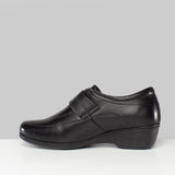 Mod Comfys KAREN Womens Touch Fasten Wedge Leather Shoes Black