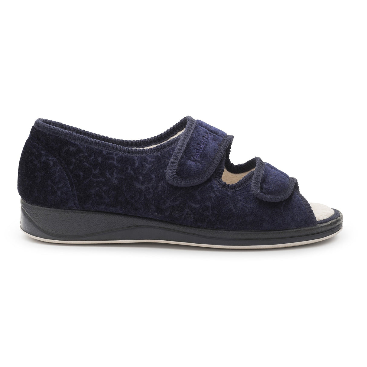 Padders LYDIA Womens (2E Fit) Touch Fasten Slippers Navy