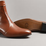EMMANUEL Mens Leather Cuban Heel Boots Armagnac