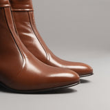 EMMANUEL Mens Leather Cuban Heel Boots Armagnac