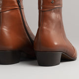 EMMANUEL Mens Leather Cuban Heel Boots Armagnac