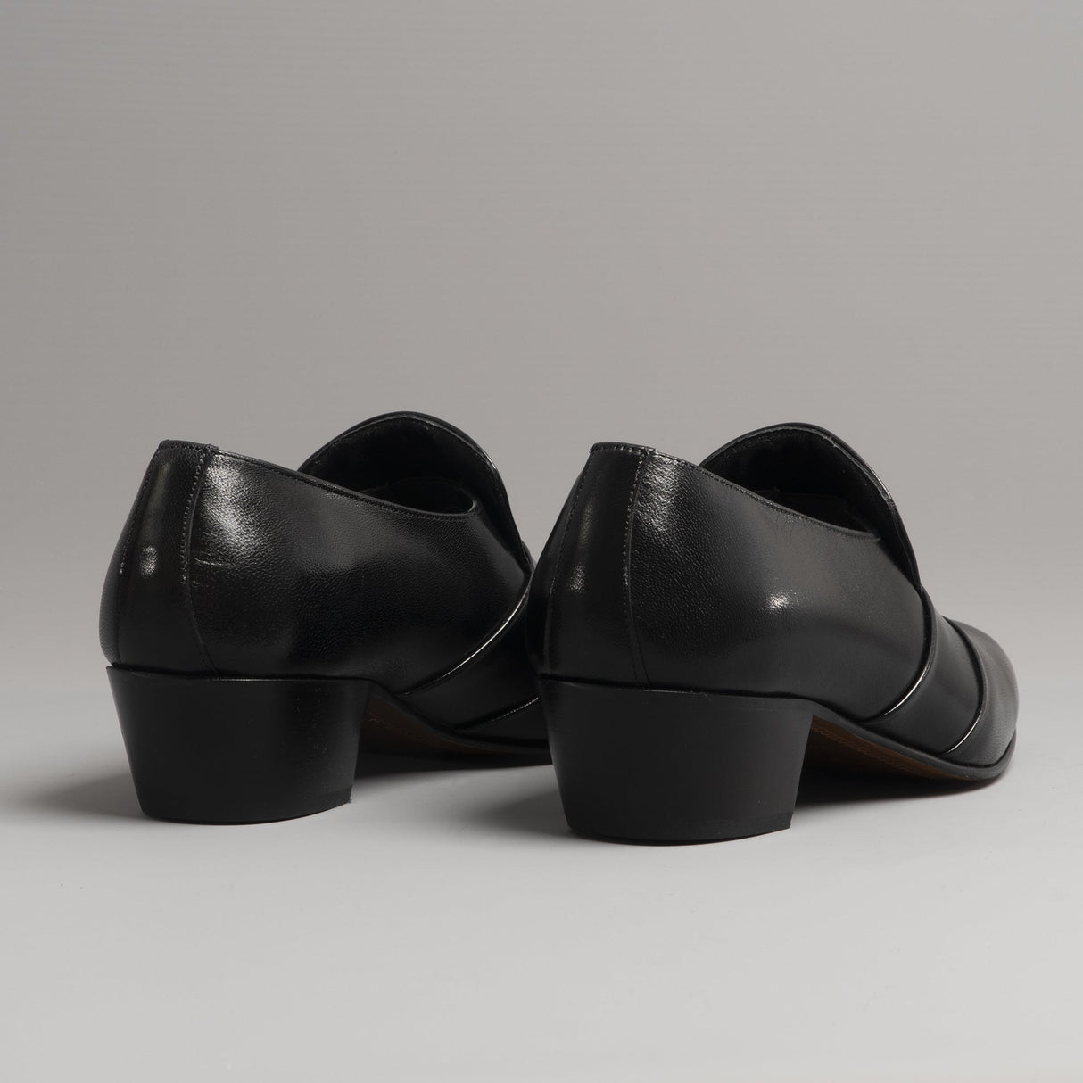 RICO Mens Smooth Leather Cuban Heel Shoes Black