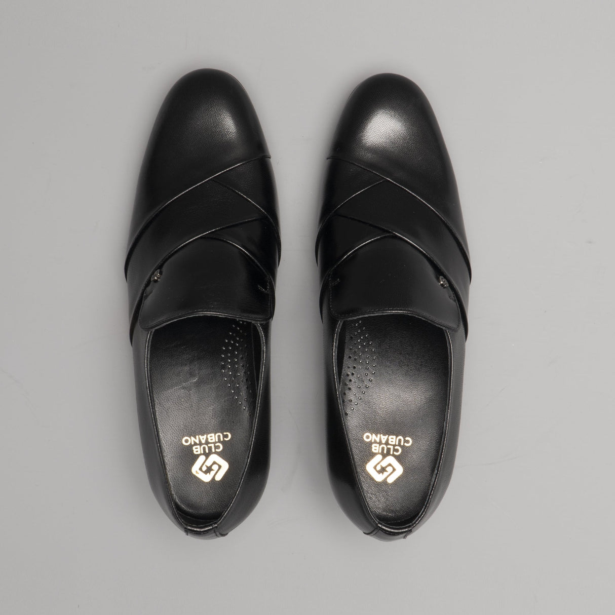 RICO Mens Smooth Leather Cuban Heel Shoes Black