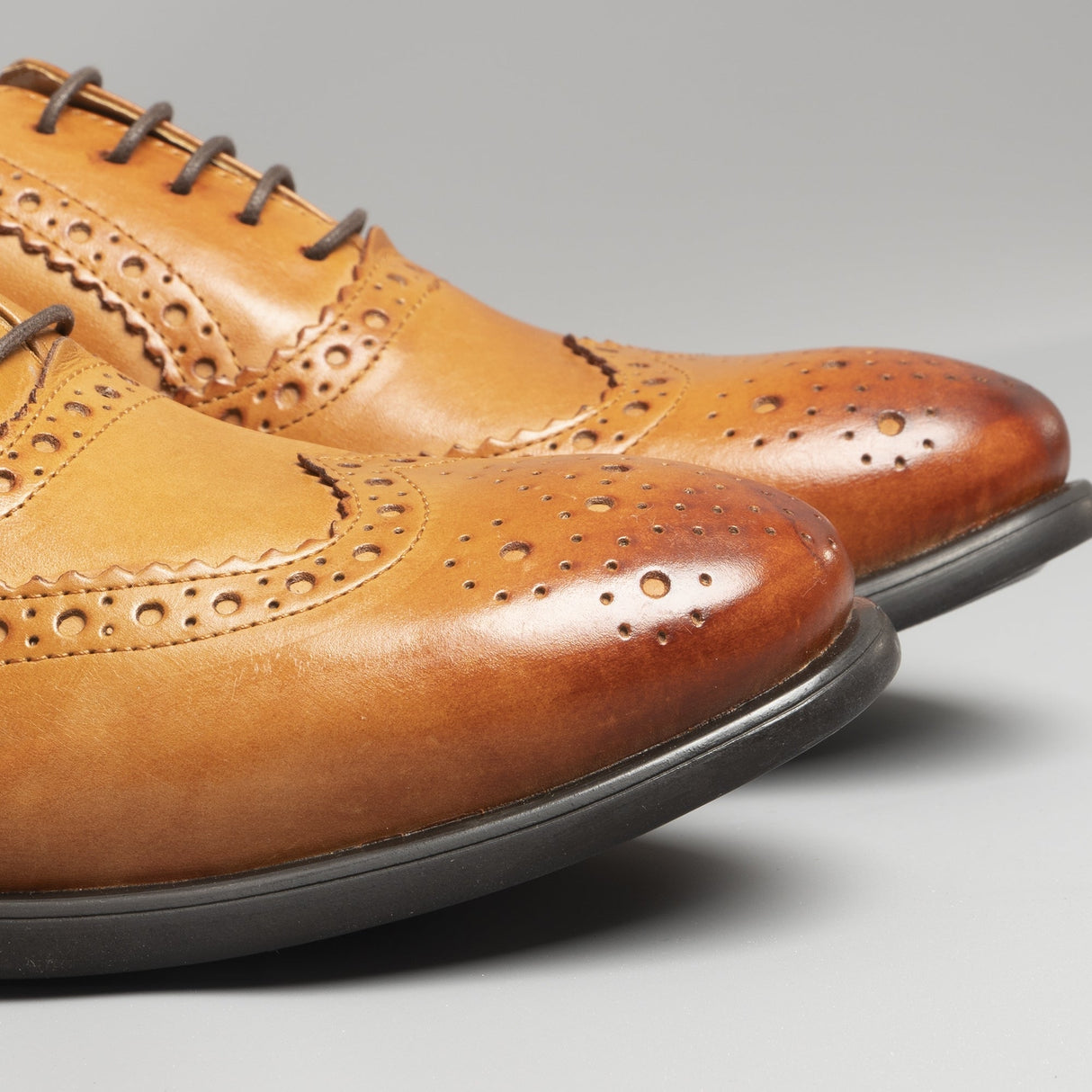 Mister Carlo MONTY II Mens Leather Brogue Lace Ups Tan