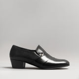 RICO Mens Smooth Leather Cuban Heel Shoes Black