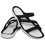 Crocs 203998-066 SWIFTWATER SANDAL Womens Sandals Black/White