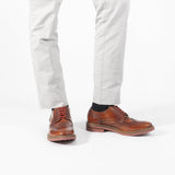 Base London WOBURN Mens Polished Leather Brogue Shoes Tan