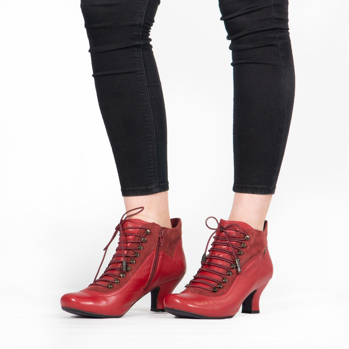 Hush Puppies VIVIANNA Womens Leather Suede Zip Boots Red