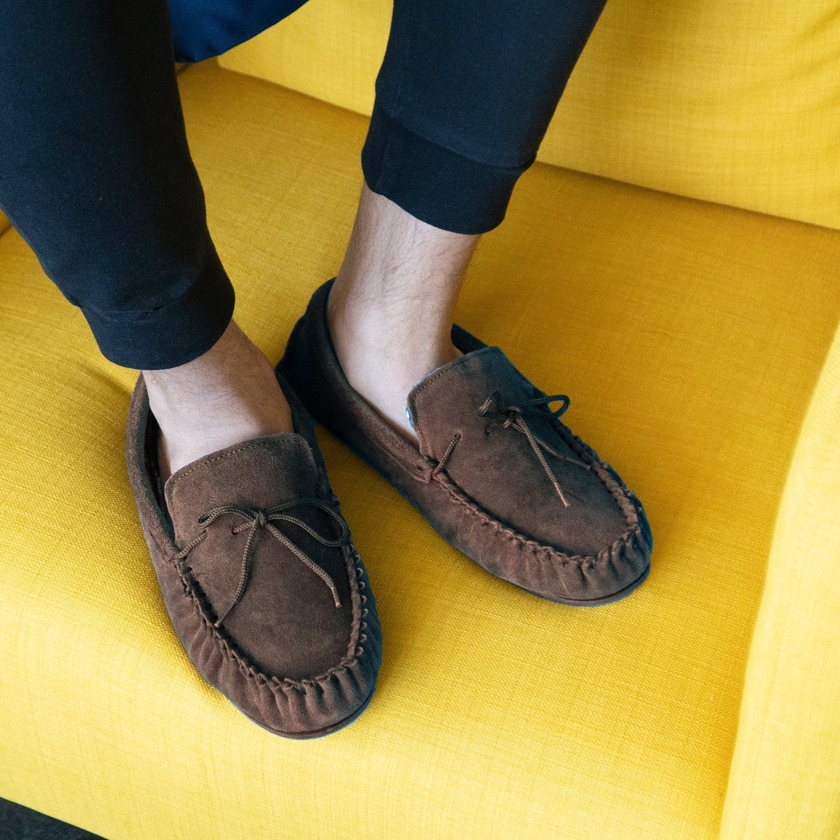 Mokkers BRUCE Mens Moccasin Slippers Dark Brown