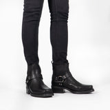 Woodland HARLEY Mens Leather Ankle Biker Cowboy Boots Black