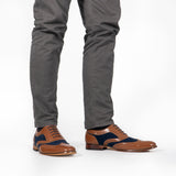 Goor DAVID Mens Two Tone Brogues Tan/Navy