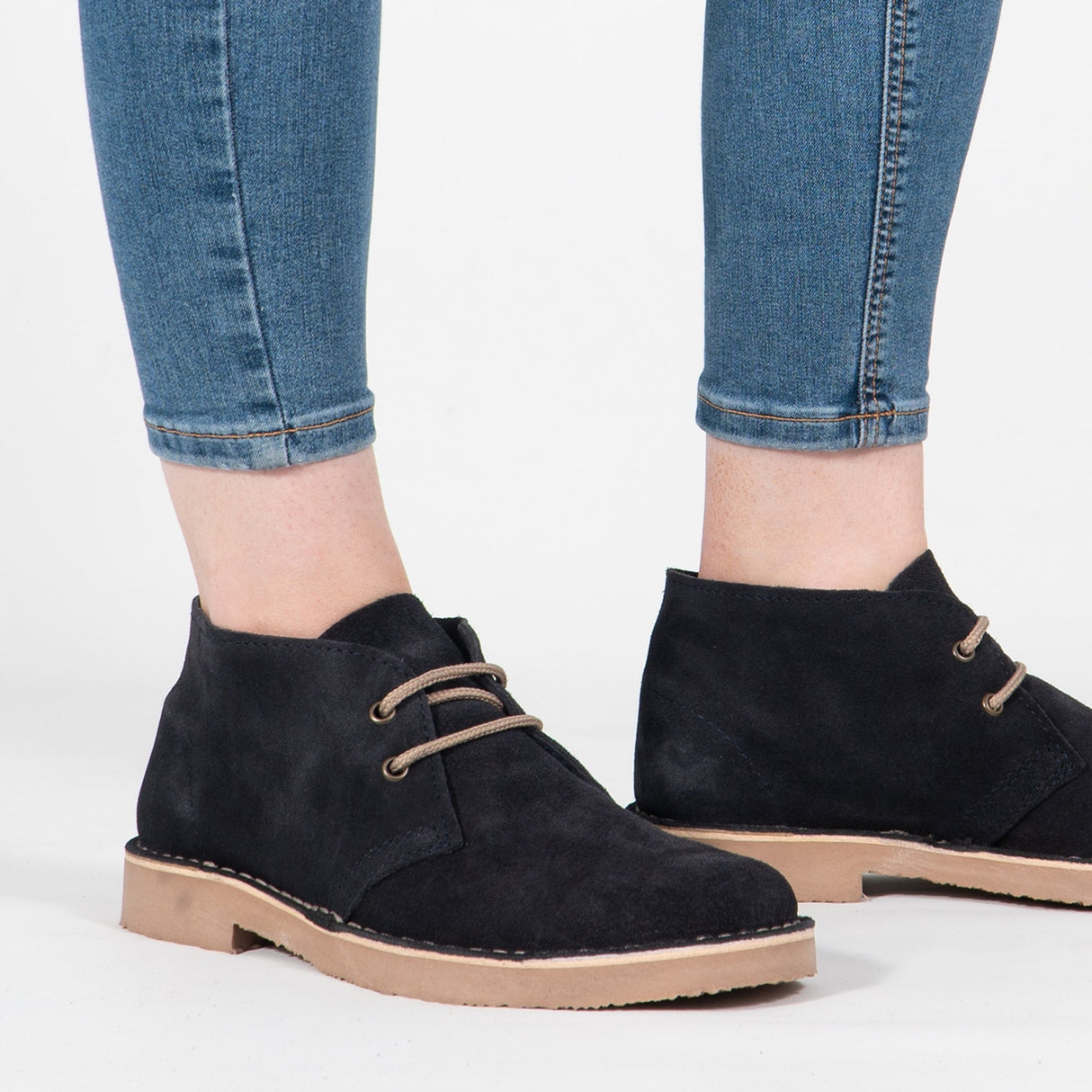 Roamers M400CS Mens Desert Boots Navy Blue