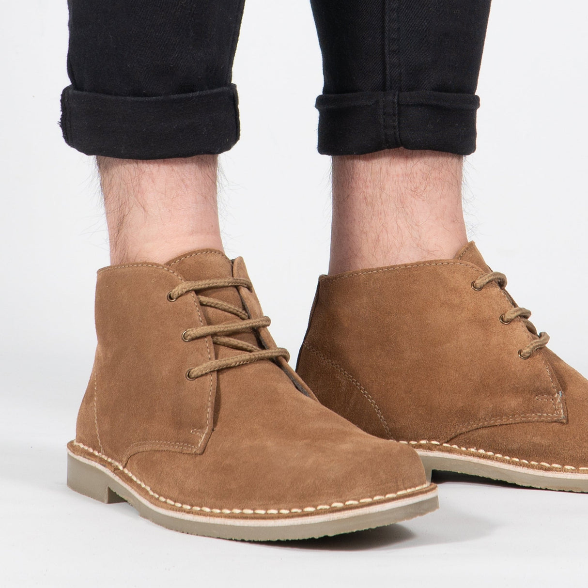 Roamers LEONARD Mens Desert Boots Sand