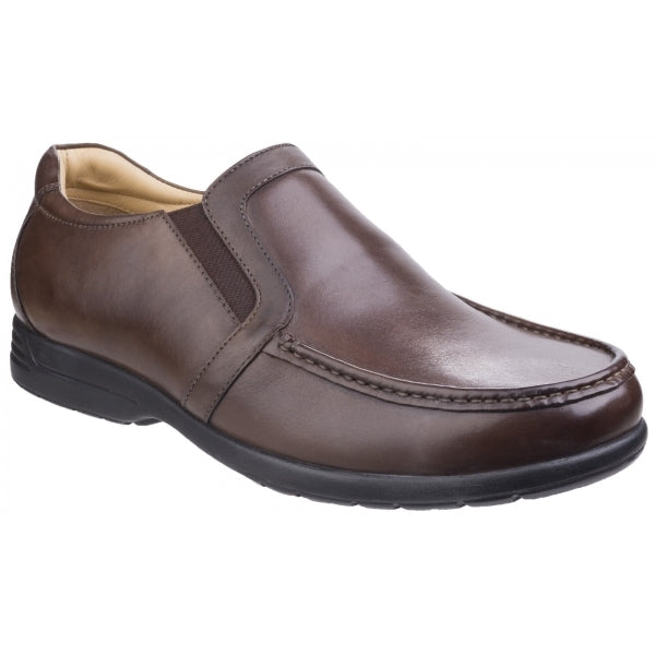 Fleet & Foster GORDON Mens Leather Slip On Shoes Brown