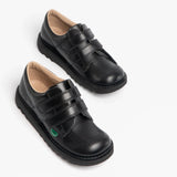 Kickers KICK LO Kids Leather Velcro Shoes Black