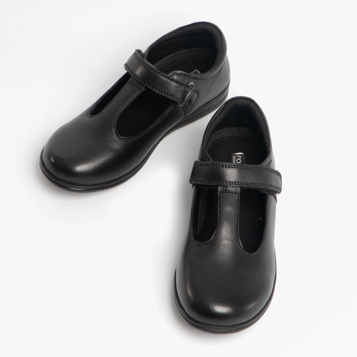 MAGGIE Girls Leather Touch Fasten T Bar Shoes Black