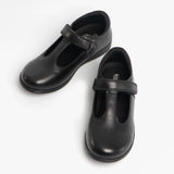 MAGGIE Girls Leather Touch Fasten T Bar Shoes Black