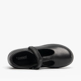 MAGGIE Girls Leather Touch Fasten T Bar Shoes Black