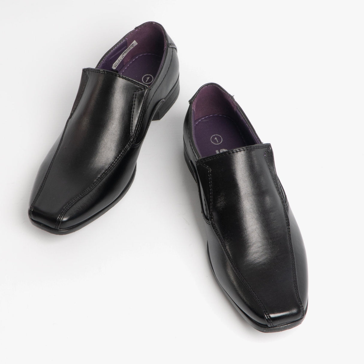 US Brass RAVEN Boys Faux Leather Slip On School Shoes Black