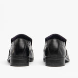 US Brass RAVEN Boys Faux Leather Slip On School Shoes Black