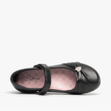 US Brass PAIGE II Girls Touch Fastened Diamante Brooch Bar Shoes Black