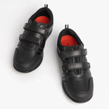 Hush Puppies JOSH Boys Leather School Shoes Black
