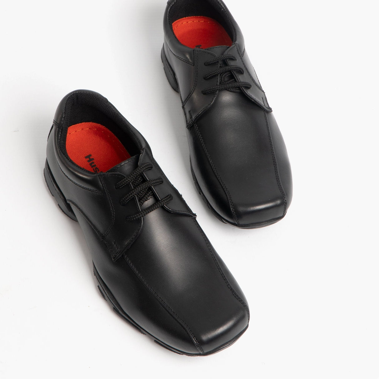 Hush Puppies VINCENTE Boys Leather Derby School Shoes Black