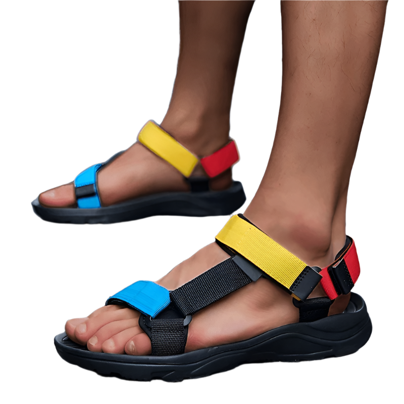 Men's Breathable Fabric Upper & Mesh Lining, Adjustable Straps with Buckles, Lightweight EVA Sole Sandals