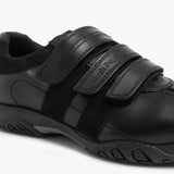 Hush Puppies SEB Boys Leather School Shoes Black