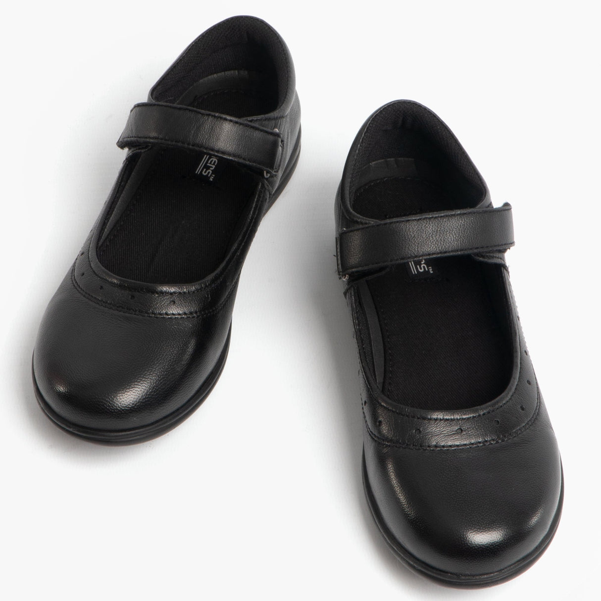 Roamers ELSA Girls Leather Touch Fasten Mary Jane Shoes Black
