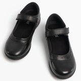 Roamers ELSA Girls Leather Touch Fasten Mary Jane Shoes Black