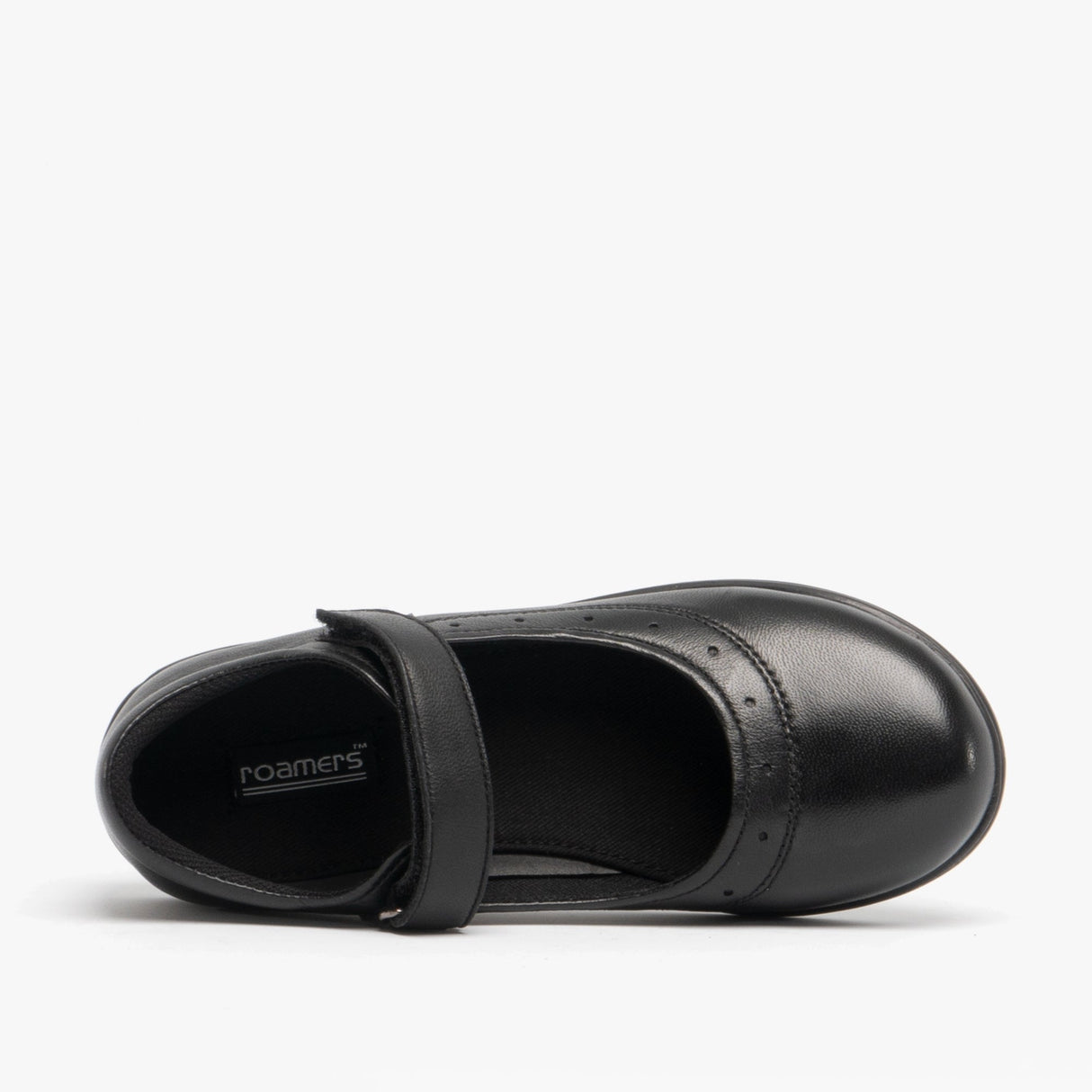 Roamers ELSA Girls Leather Touch Fasten Mary Jane Shoes Black