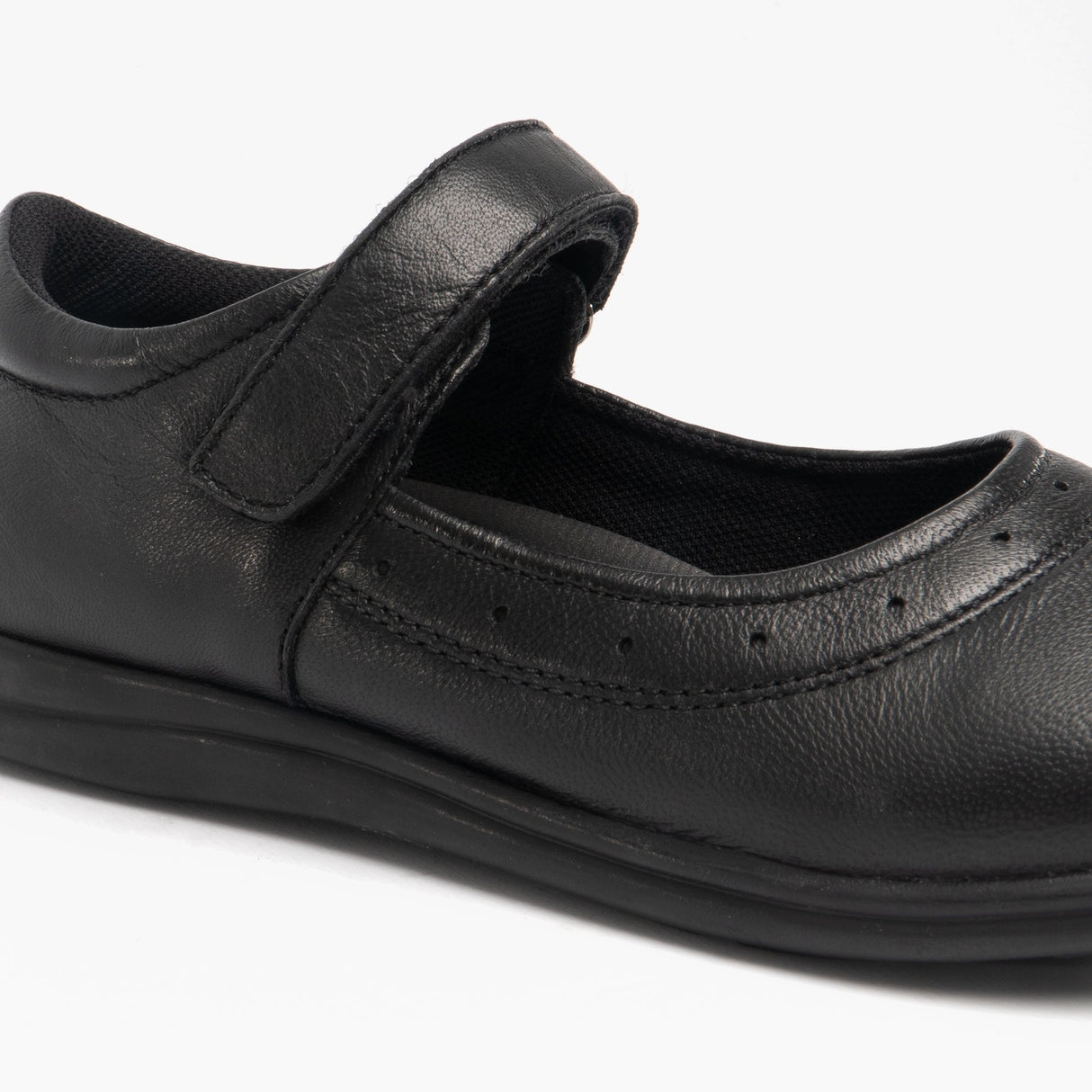 Roamers ELSA Girls Leather Touch Fasten Mary Jane Shoes Black